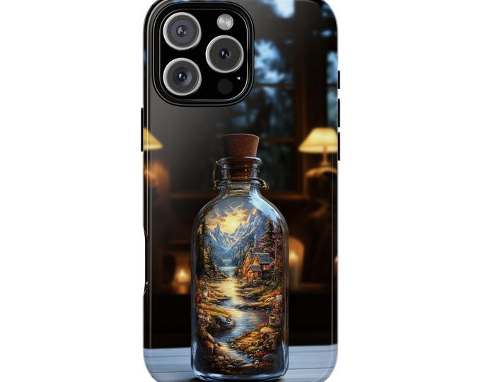 Mountain River Cabin Bottle Phone Case: iPhone, Galaxy, Pixel - Lifetime Warranty