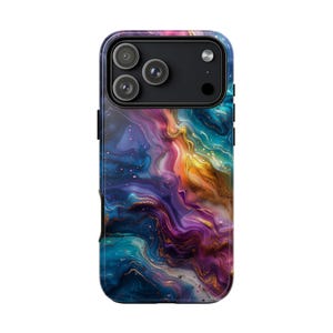 Phone Ink • Teal Purple Iridescent Liquid Gold Marble Case • Custom Cover • iPhone 18 17 17e 16 15 • Galaxy S26 S25 S24 • Pixel 11 10 9
