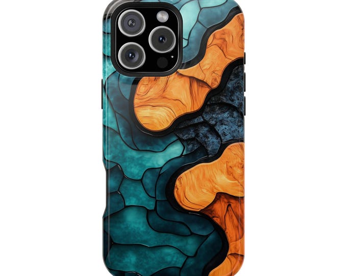 Teal Epoxy Resin Wood Art Fusion Phone Case: iPhone, Galaxy, Pixel - Lifetime Warranty