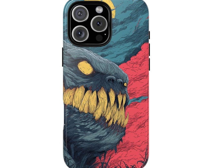 Frightening Monster Sharp Teeth Full Moon Abstract Phone Case: iPhone, Galaxy, Pixel - MagSafe Compatible