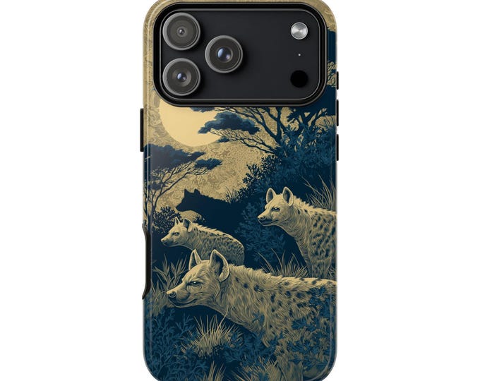 Hyena Safari Sand Blue Symphony Phone Case: iPhone, Galaxy, Pixel - Lifetime Warranty