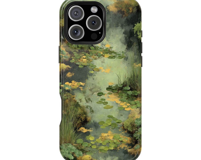 Green Wetlands Lily Pads Reeds Marsh Phone Case: iPhone, Galaxy, Pixel - Lifetime Warranty