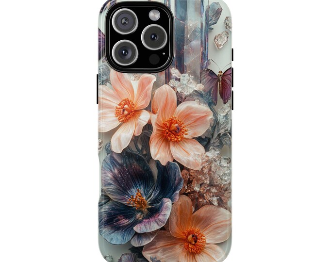 Floral Collage Butterflies Crystals Phone Case: iPhone, Galaxy, Pixel - Lifetime Warranty