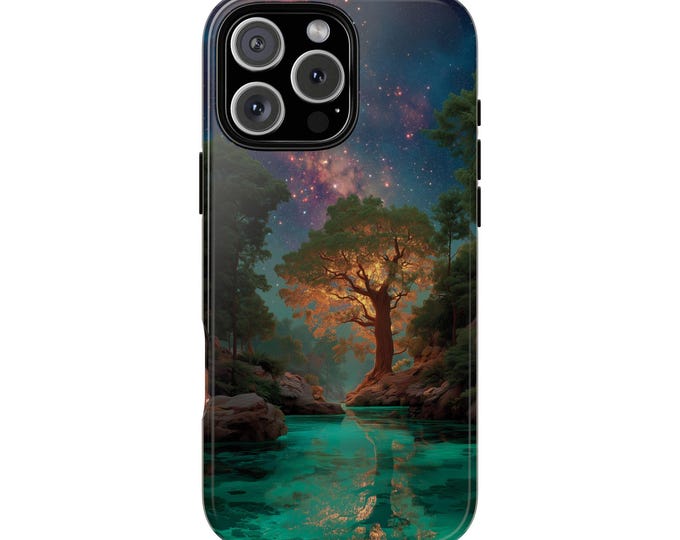 Radiant Tree Cosmic Glowing Forest Life Phone Case: iPhone, Galaxy, Pixel - Lifetime Warranty