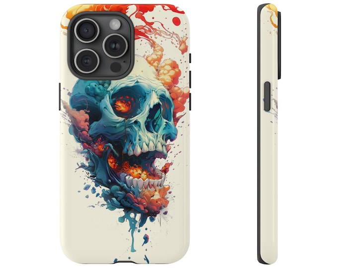 Skull Cloud Smoke Abstract on White Phone Case: iPhone, Galaxy, Pixel - Lifetime Warranty