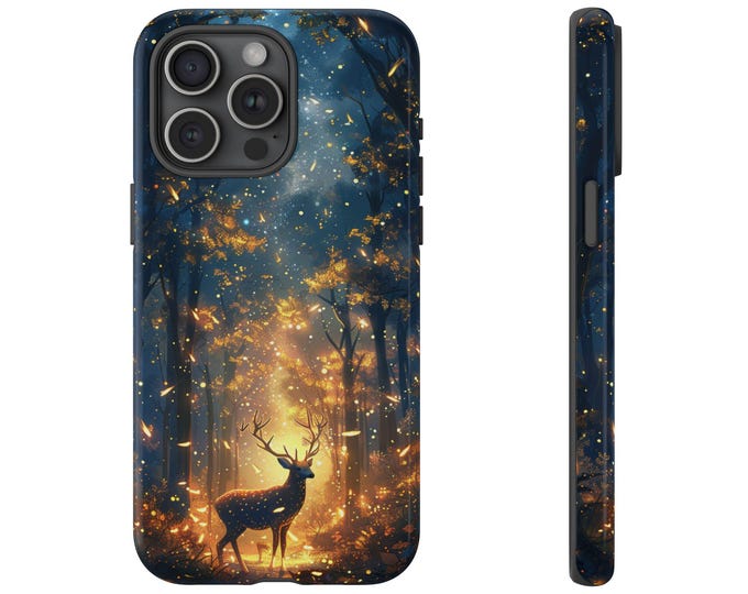 Deer Glowing Fireflies Glow Forest Phone Case: iPhone, Galaxy, Pixel - Lifetime Warranty