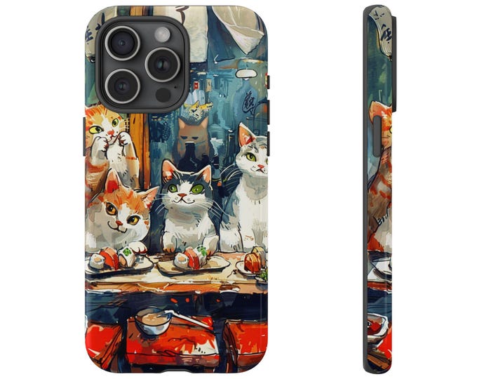 Cute Cats Sushi Rolls Bar Cover Phone Case: iPhone, Galaxy, Pixel - Lifetime Warranty