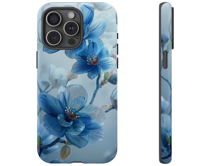 Sky Blue Flower Pattern Cute Floral Design Phone Case: iPhone, Galaxy, Pixel - Lifetime Warranty