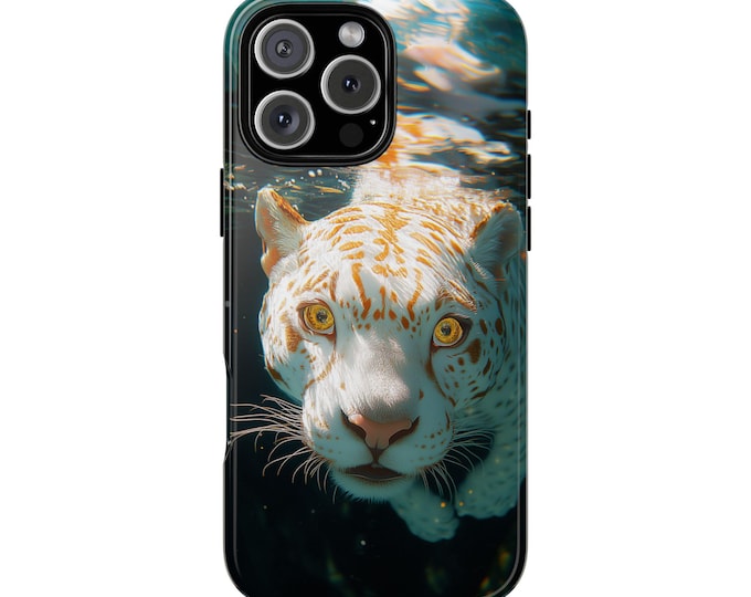 White Gold Leopard Underwater Scene Phone Case: iPhone, Galaxy, Pixel - Lifetime Warranty