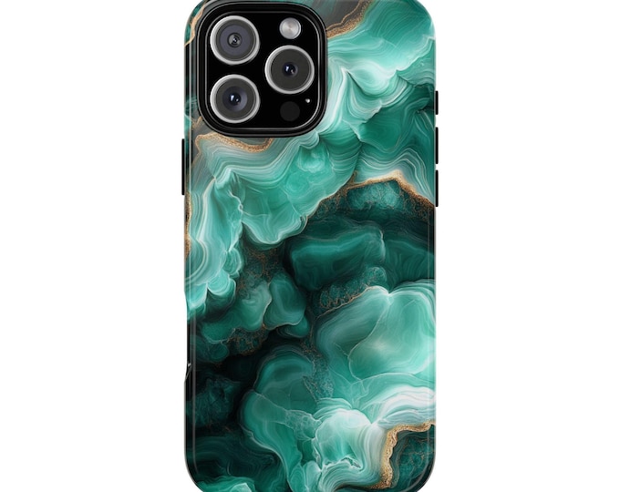Jade Green Gold Aqua Marble Phone Case: iPhone, Galaxy, Pixel - Lifetime Warranty