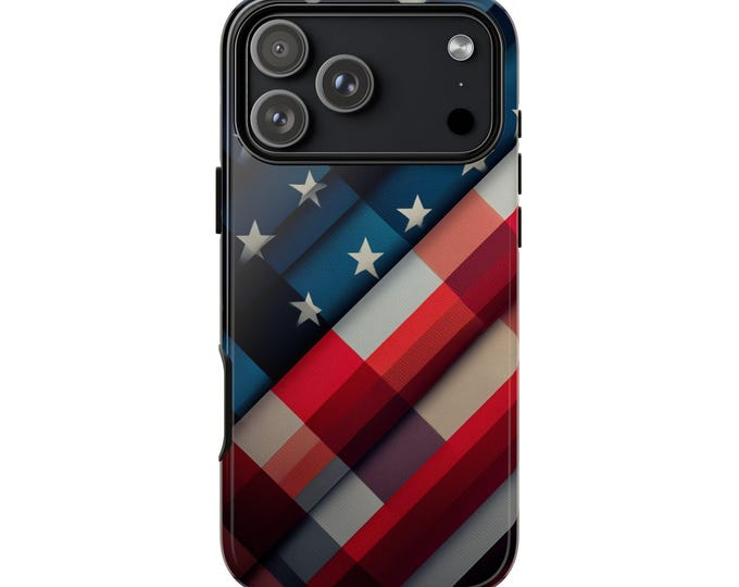 Vector American Flag Minimalist Phone Case: iPhone, Galaxy, Pixel - Lifetime Warranty