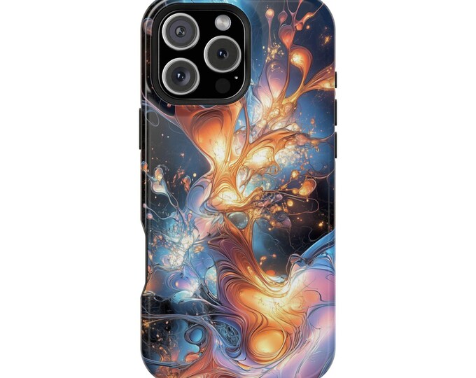 Electric Blue Fractal Explosion Abstract Art Phone Case: iPhone, Galaxy, Pixel - Lifetime Warranty