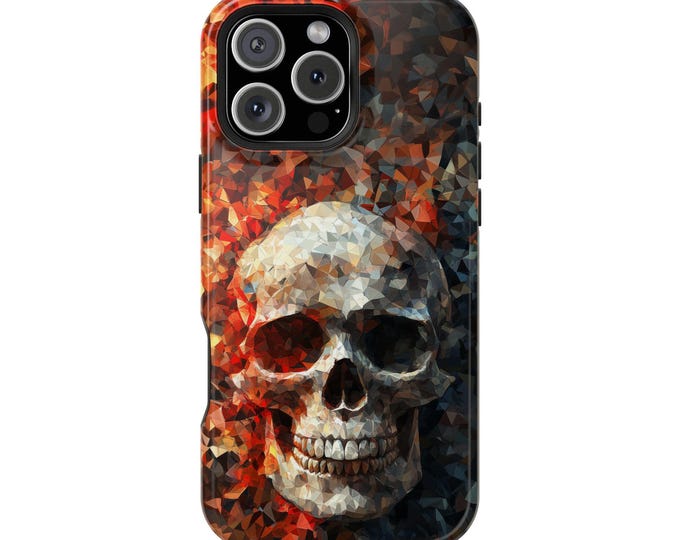 Fractal Skull Orange Silver Phone Case for iPhone | Samsung Galaxy | Google Pixel