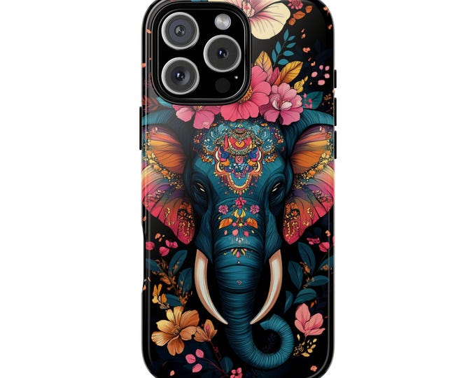 Elephant Indian Flower Pink Floral Phone Case: iPhone, Galaxy, Pixel - Lifetime Warranty
