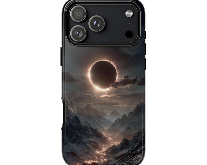 Solar Eclipse Jagged Mountain Range Phone Case: iPhone, Galaxy, Pixel - Lifetime Warranty