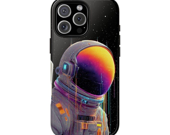 Astronaut Space Grid Helmet Gradient Glow Phone Case: iPhone, Galaxy, Pixel - Lifetime Warranty
