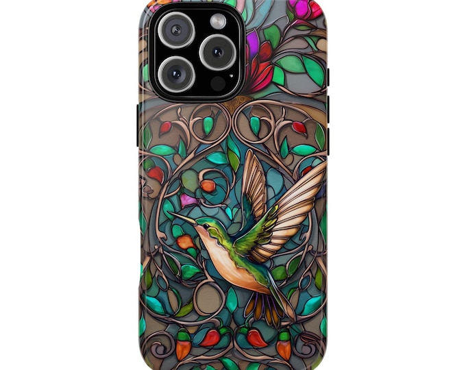Hummingbird Flight Pink Stained Glass Phone Case: iPhone, Galaxy, Pixel - Lifetime Warranty