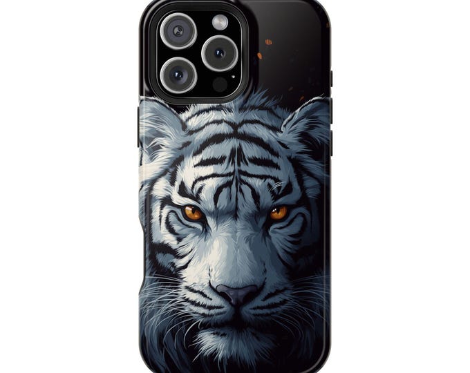 White Tiger Bengal Dark Nightfall Phone Case: iPhone, Galaxy, Pixel - Lifetime Warranty