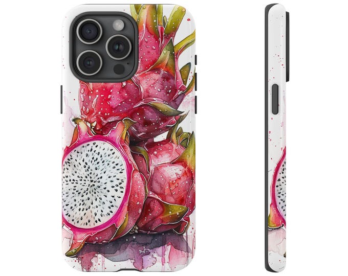 Watercolor Dragon Fruit Pitaya Art Phone Case: iPhone, Galaxy, Pixel - Lifetime Warranty