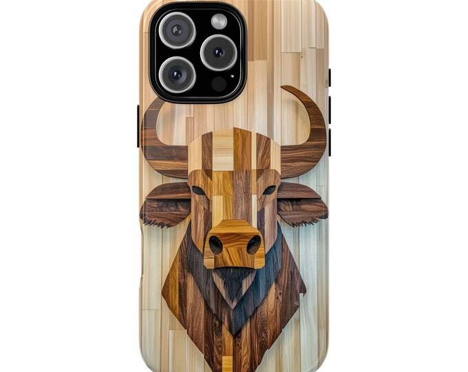 Wood Bull UV Printed Pattern Phone Case: iPhone, Galaxy, Pixel - Lifetime Warranty
