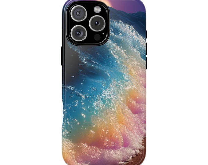 Ocean Colorful Beach Pink Teal Sea Waves Marine Phone Case: iPhone, Galaxy, Pixel - Lifetime Warranty