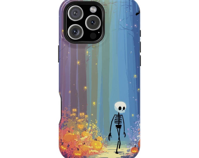 Spooky Skeleton Colorful Forest Phone Case: iPhone, Galaxy, Pixel - Lifetime Warranty