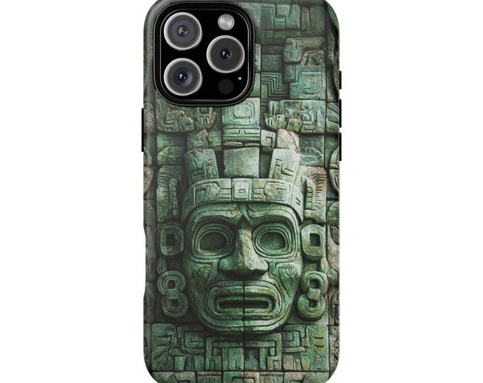 Aztec Carving Ancient Jungle Stone Print Phone Case: iPhone, Galaxy, Pixel - Lifetime Warranty