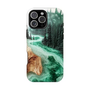 Green Pine Tree Pastel Geode Rock River - Phone Case for iPhone 16 16e 15 14 13 Pro Max | Galaxy S25 S24 S23 | Pixel 9 9a | Wireless Cover