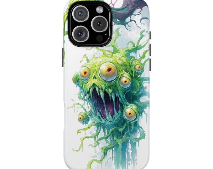 Green Horror Eyes Nightmare Eyeballs Glow Phone Case: Tough Cover for iPhone (MagSafe Compatible), Samsung Galaxy, Pixel