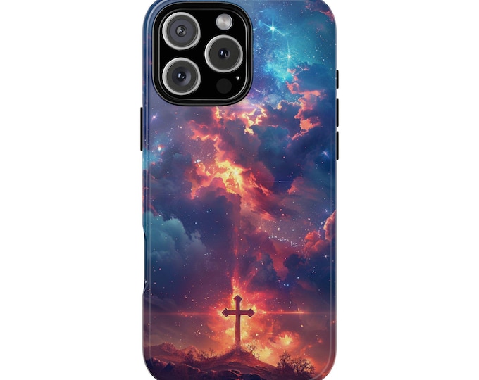Divine Cosmos Faith Cross Sunset Clouds Phone Case: iPhone, Galaxy, Pixel - Lifetime Warranty