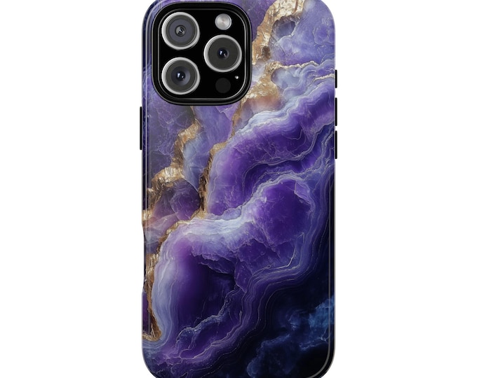 Lavender Purple Geode Gold Crystal Marble Phone Case: iPhone, Galaxy, Pixel - Lifetime Warranty