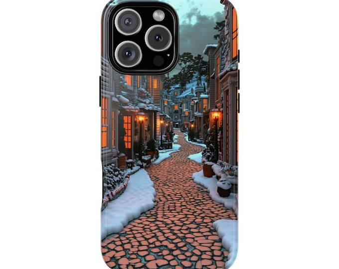 Christmas Winter Village Cobblestone Phone Case: iPhone, Galaxy, Pixel - Lifetime Warranty
