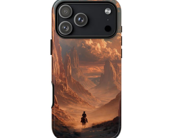 Lone Cowboy Desert Canyon Phone Case: iPhone, Galaxy, Pixel - Lifetime Warranty
