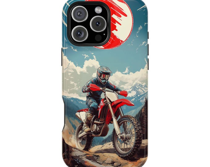 Dirt Bike Motor Cross Vector Poster Phone Case: iPhone, Galaxy, Pixel - Lifetime Warranty