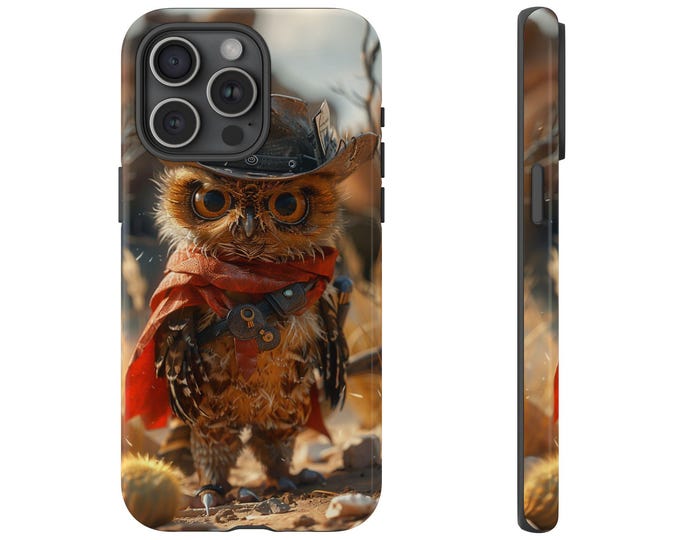 Cute Cowboy Owl in Desert Phone Case: iPhone, Galaxy, Pixel - Lifetime Warranty