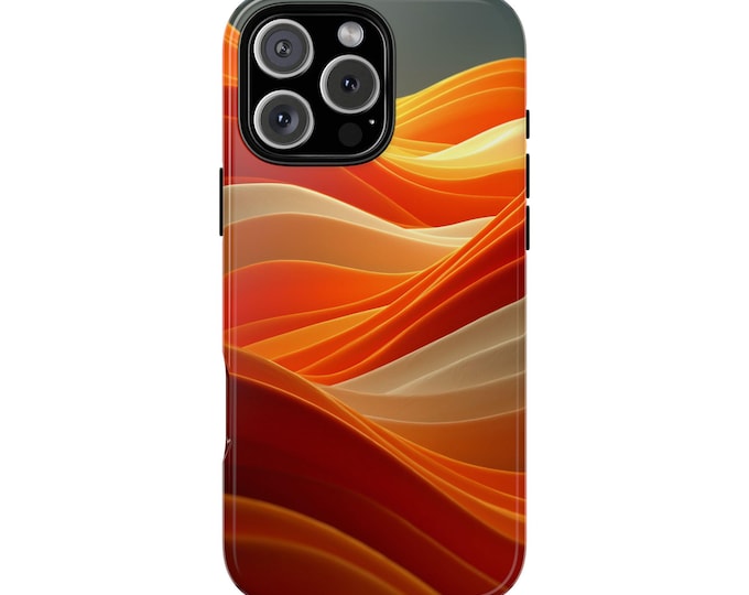 Flowing Orange Beige Wavy Line Pattern Phone Case: iPhone, Galaxy, Pixel - Lifetime Warranty