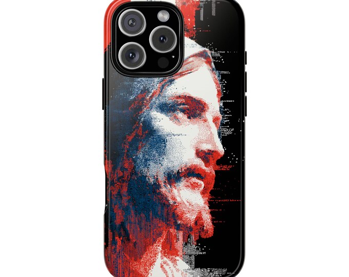 Jesus Christ Christian Holy Light Azure Red Particles Phone Case - iPhone 17 Pro Max 16 15 14 13 12, Samsung Galaxy S25 S24 S23, Pixel