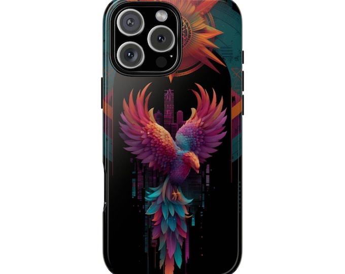 Mythical Bird Phoenix Vibrant Teal Pink Phone Case: iPhone, Galaxy, Pixel - Lifetime Warranty