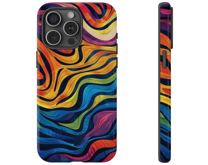 Rainbow Abstract Zebra Stripes Phone Case: iPhone, Galaxy, Pixel - Lifetime Warranty