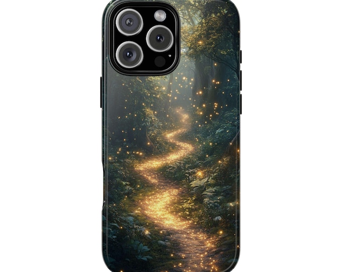 Enchanted Path Fireflies Ancient Forest Phone Case: iPhone, Galaxy, Pixel - Lifetime Warranty