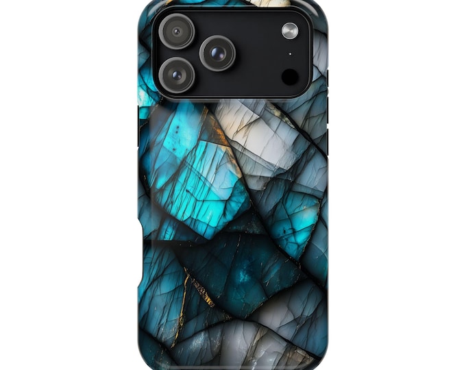 Aqua Teal Feldspar Opal Geode Agate Phone Case: iPhone, Galaxy, Pixel - Lifetime Warranty