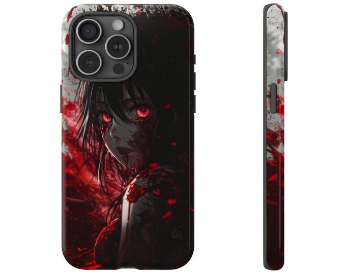 Girl Dark Red Eyes Anime Phone Case: iPhone, Galaxy, Pixel - Lifetime Warranty