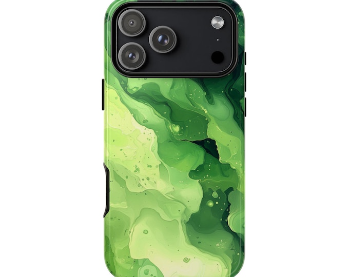 Emerald Green Marble Wave Flowing Pattern Phone Case: iPhone, Galaxy, Pixel - Lifetime Warranty