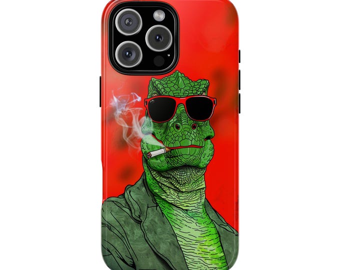 Cool Lizard Man Sunglasses Smoke Phone Case: iPhone, Galaxy, Pixel - Lifetime Warranty