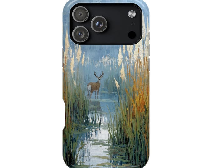 Deer Marshland Reeds Wilderness Phone Case: iPhone, Galaxy, Pixel - Lifetime Warranty