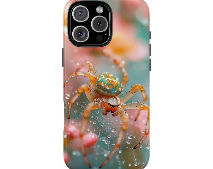Orb Weaver Spider Web Dew Drops Arachnid Aesthetic Phone Case: iPhone, Galaxy, Pixel - Lifetime Warranty