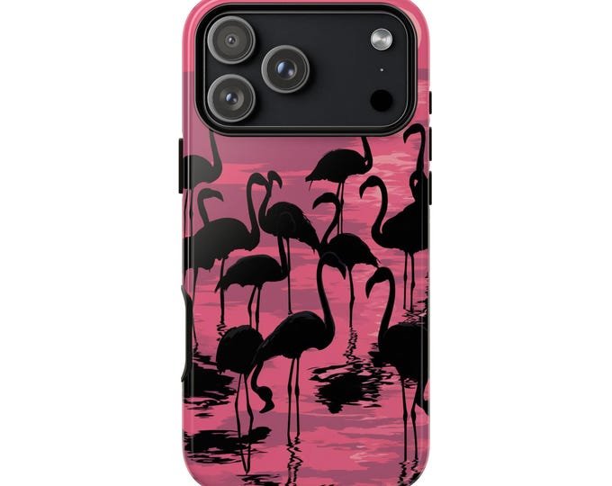 Flamingo Silhouettes Pink Evening Phone Case: iPhone, Galaxy, Pixel - Lifetime Warranty