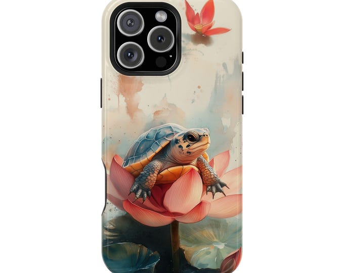 Baby Turtle Lotus Flower Watercolor Phone Case for iPhone | Samsung Galaxy | Google Pixel