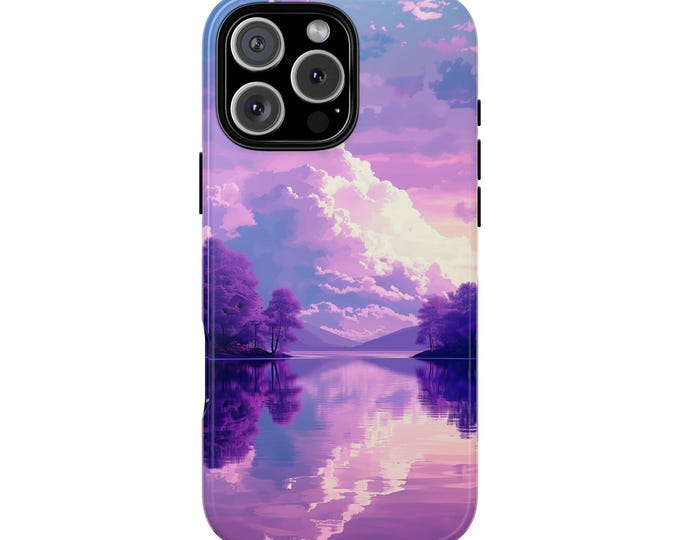 Lavender Lake Tranquil Purple Waters Phone Case: iPhone, Galaxy, Pixel - Lifetime Warranty