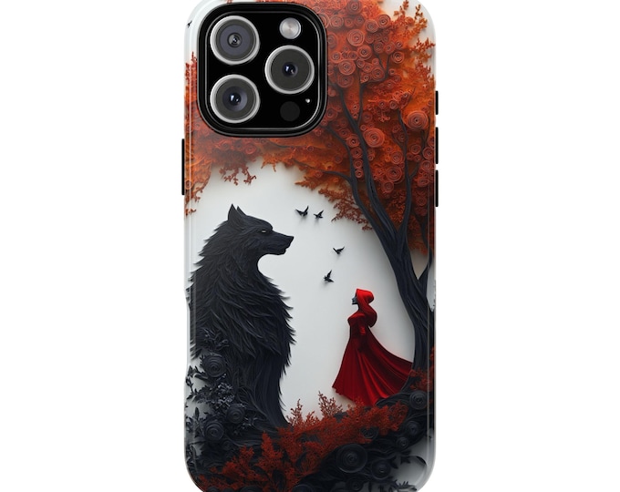 Little Red Riding Hood Wolf Quilling Phone Case: iPhone, Galaxy, Pixel - Lifetime Warranty